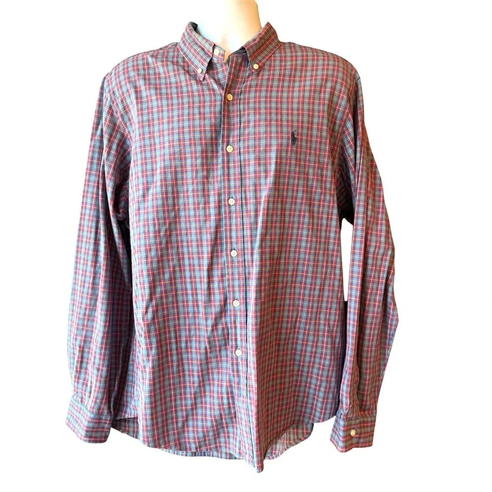 Polo Ralph Lauren Plaid Button Down Men's Shirt Long Sleeve Classic Fit Size XL